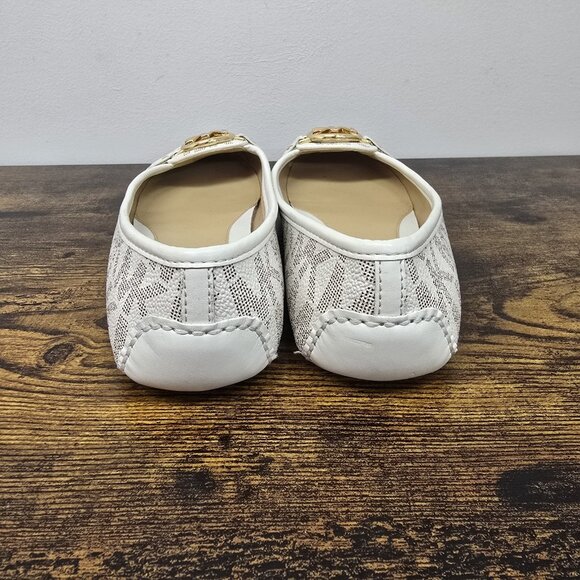 Michael Kors Fulton Logo Studded Moccasins Shoes Slip On Flats 7M Vanilla Gold - Picture 6 of 8